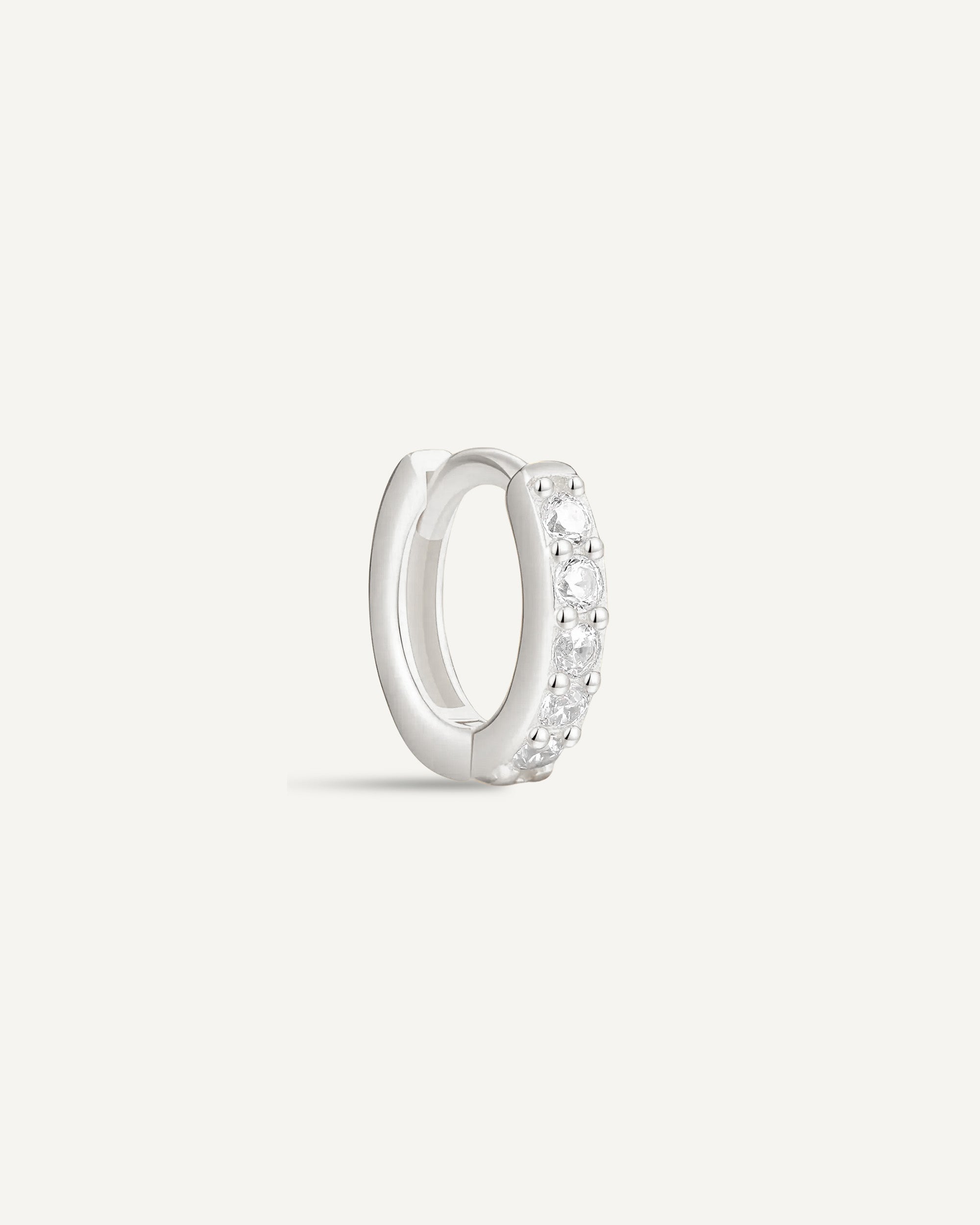 Crystal Paved 6mm Helix Huggie In Silver