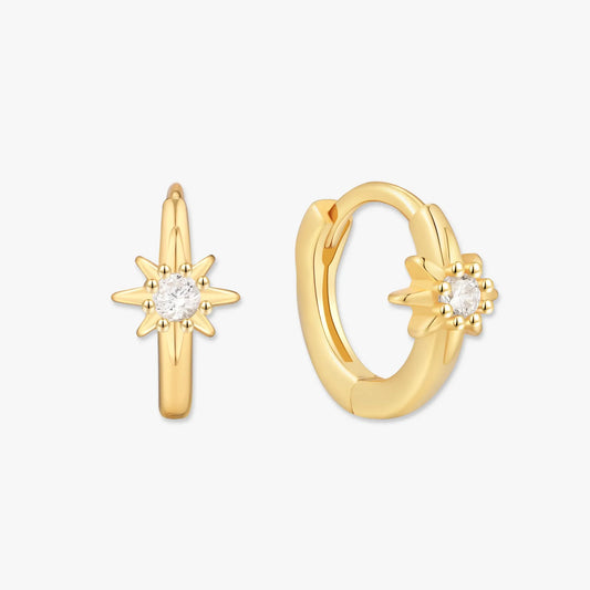 Starburst Huggie Hoops In Gold