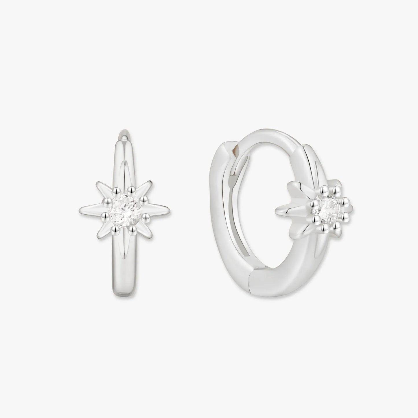 Starburst Huggie Hoops In Silver