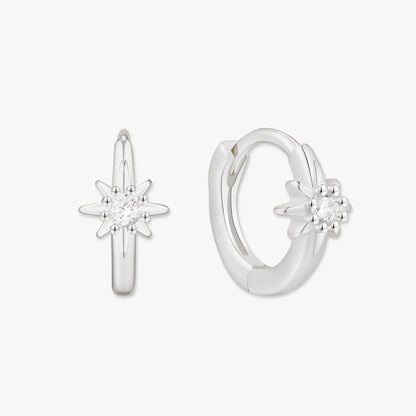 Starburst Huggie Hoops In Silver