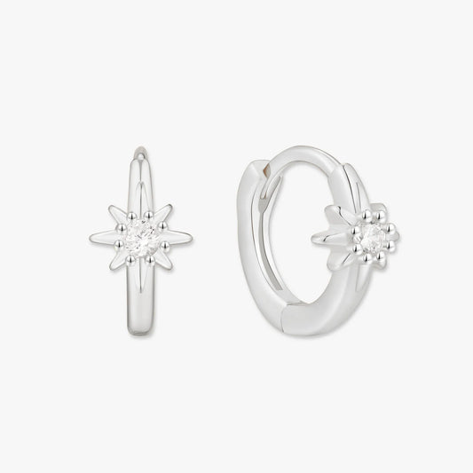 Starburst Huggie Hoops In Silver