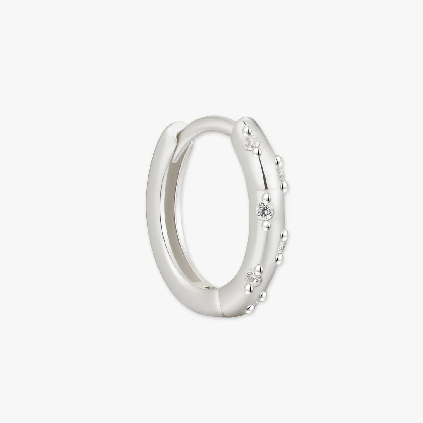 Crystal Dotted Huggies In Silver