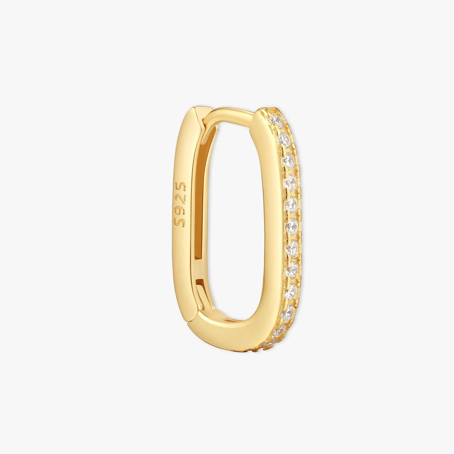 Crystal Rectangle Small Hoops in Gold