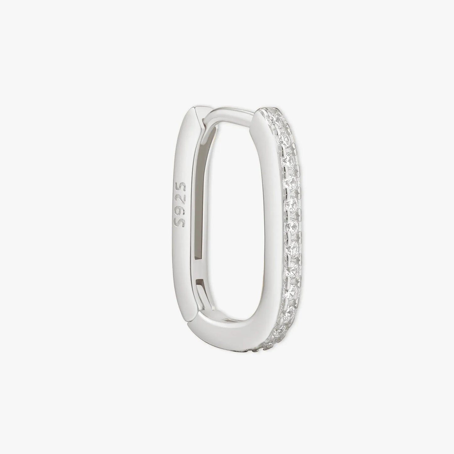 Crystal Rectangle Small Hoops in Silver