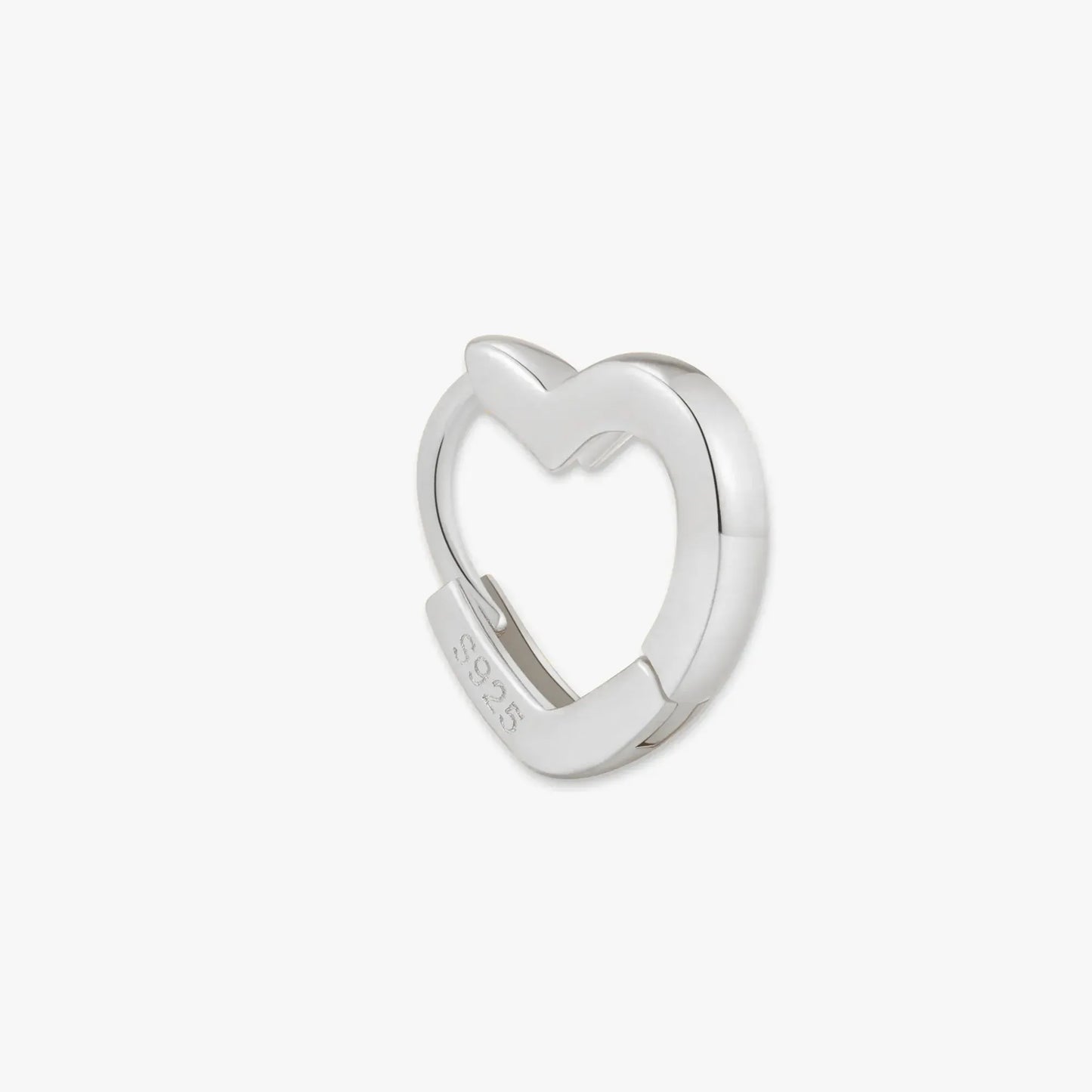 Heart Huggie Hoops in Silver