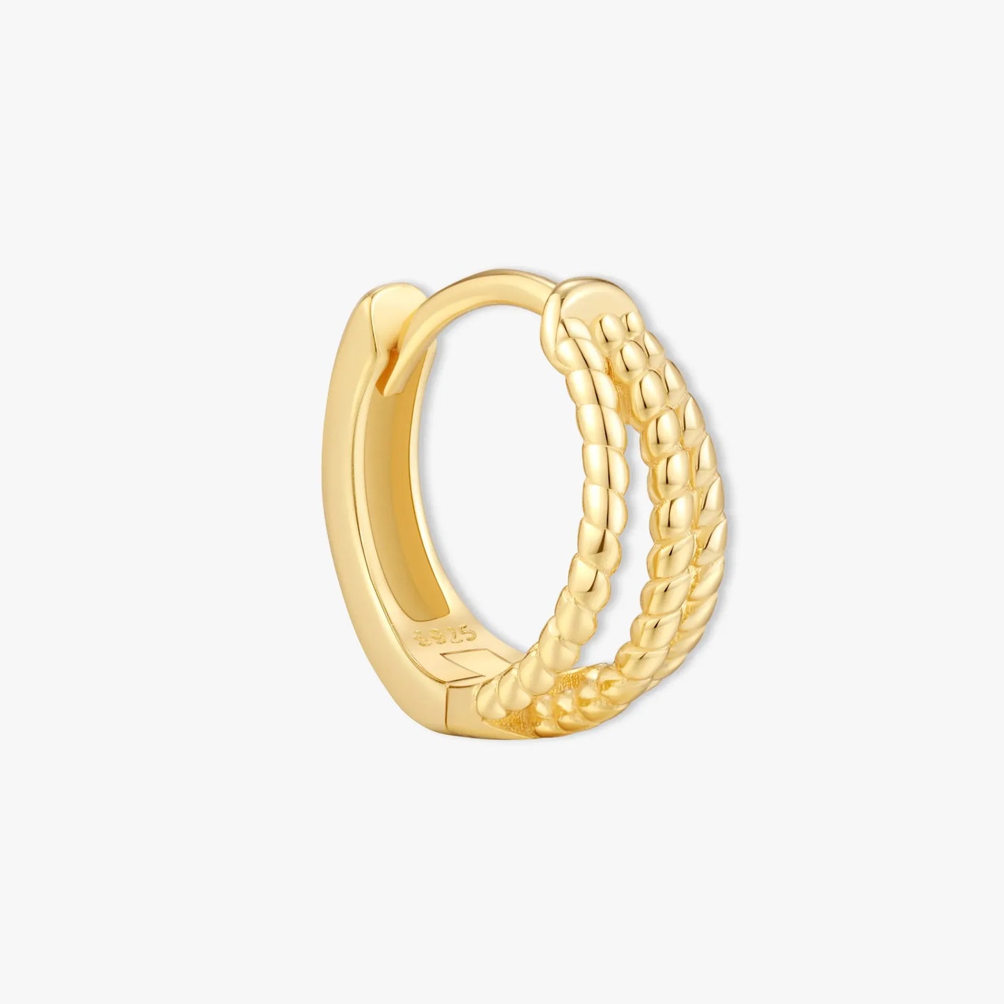Triple Textured Huggie Hoops in Gold