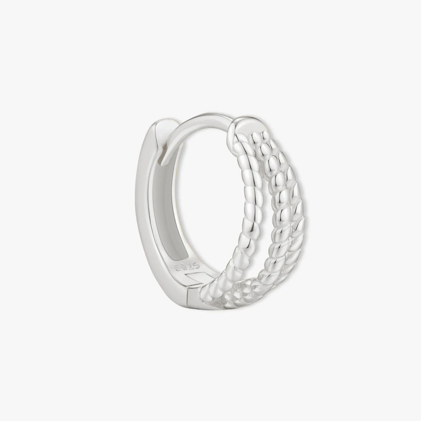 Triple Textured Huggie Hoops in Silver