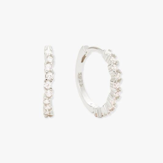 Medium Crystal Cluster Hoops In Silver - LÉA