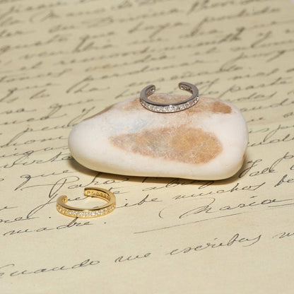 Paved Crystal Ear Cuff in Silver - LÉA