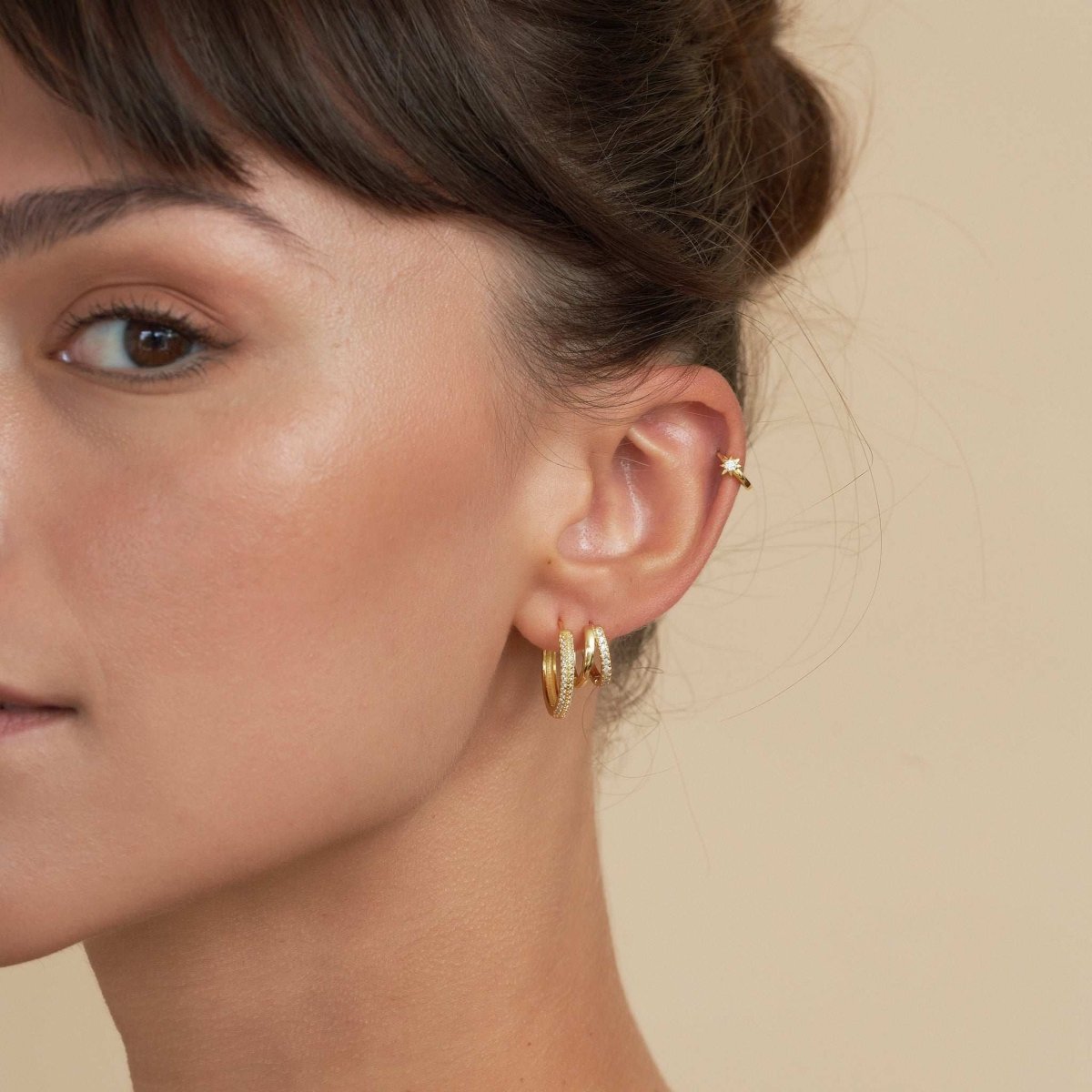 Paved Everyday Hoops Set in Gold - LÉA