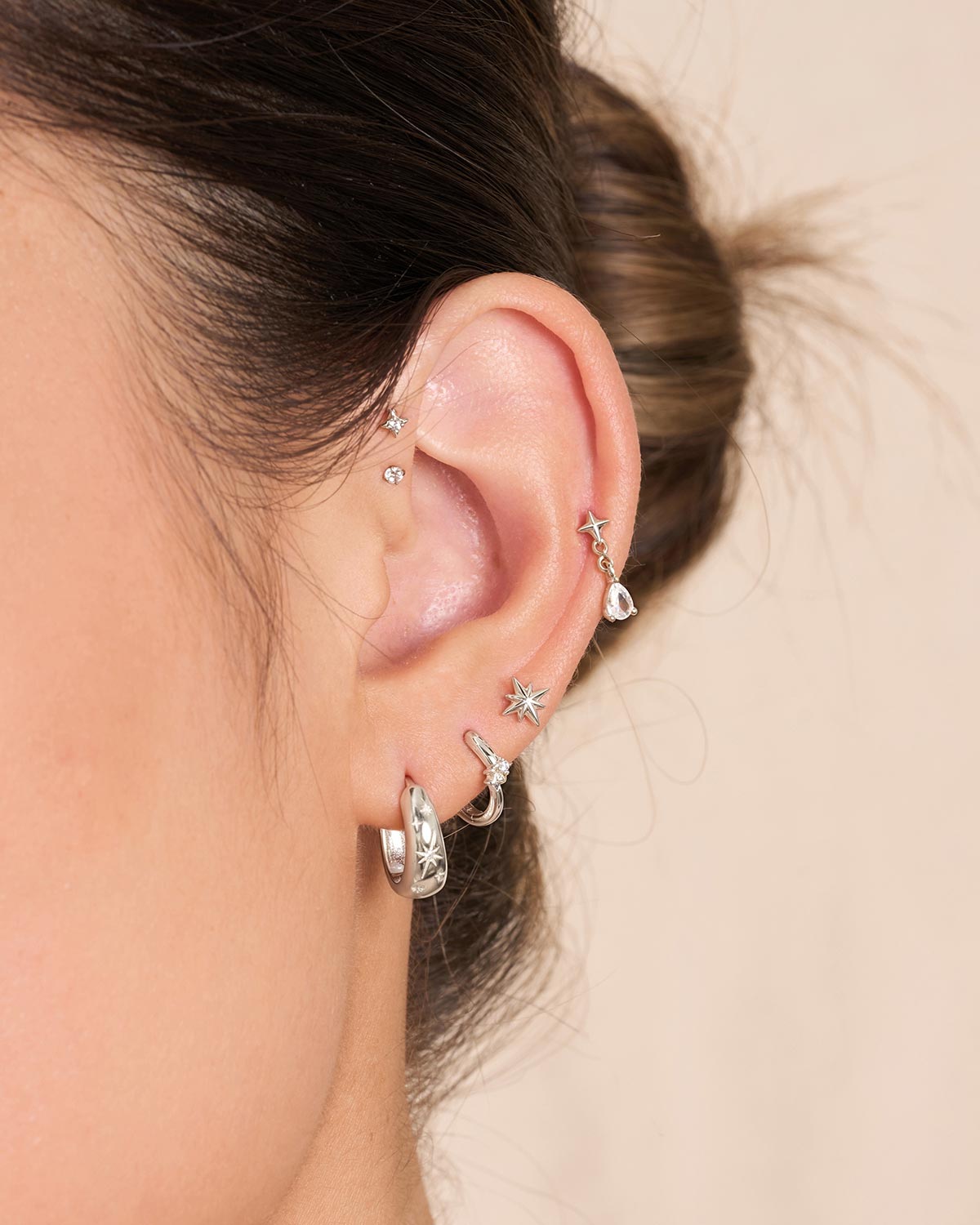 Starburst Barbell Studs in Silver