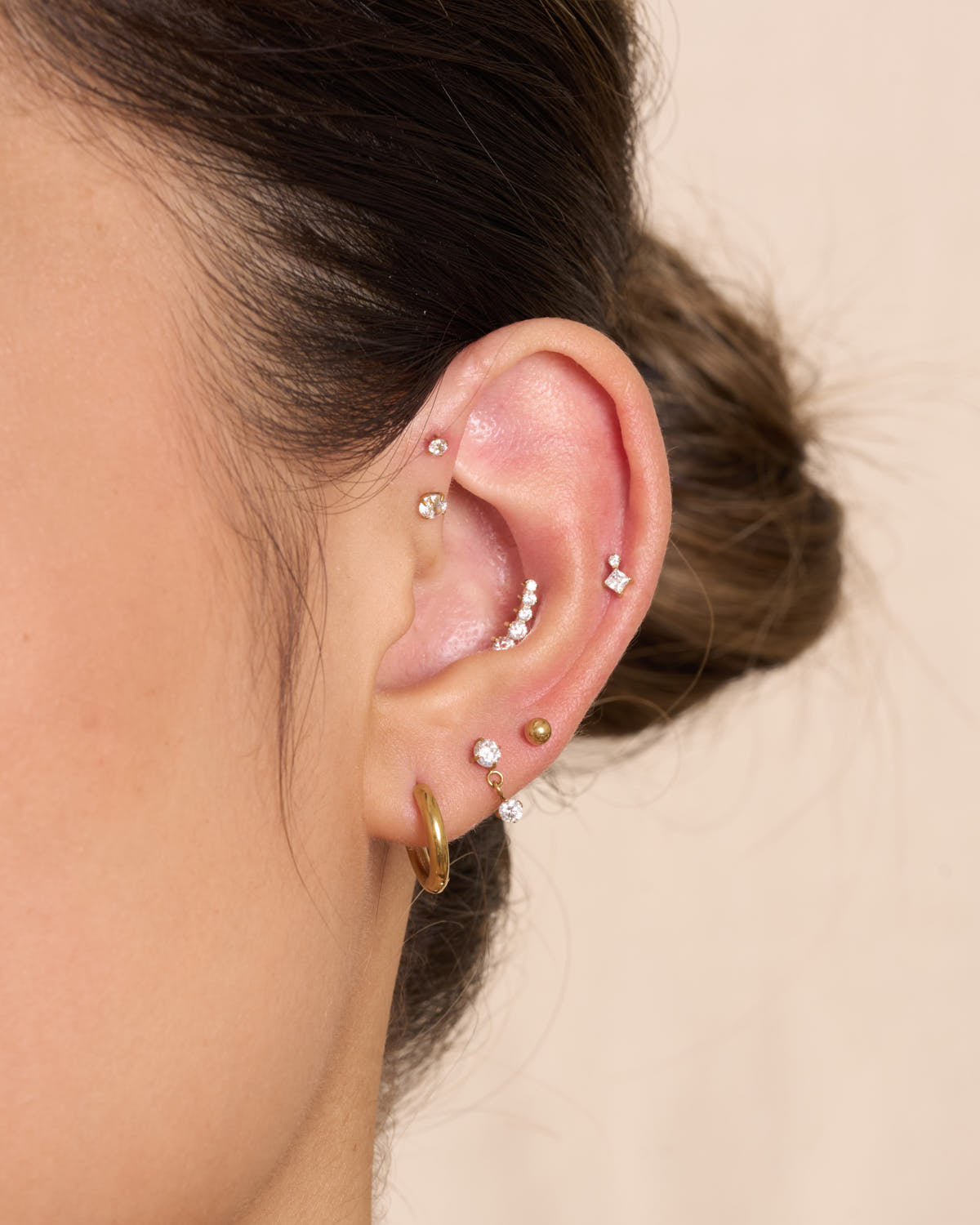 Titanium Essential Huggie Hoops In Gold