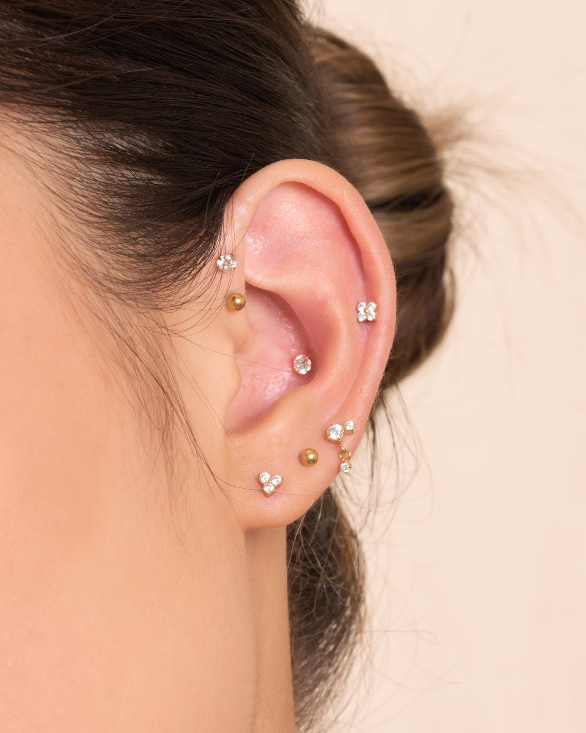 Titanium Crystal Drop Flat Back Stud In Gold