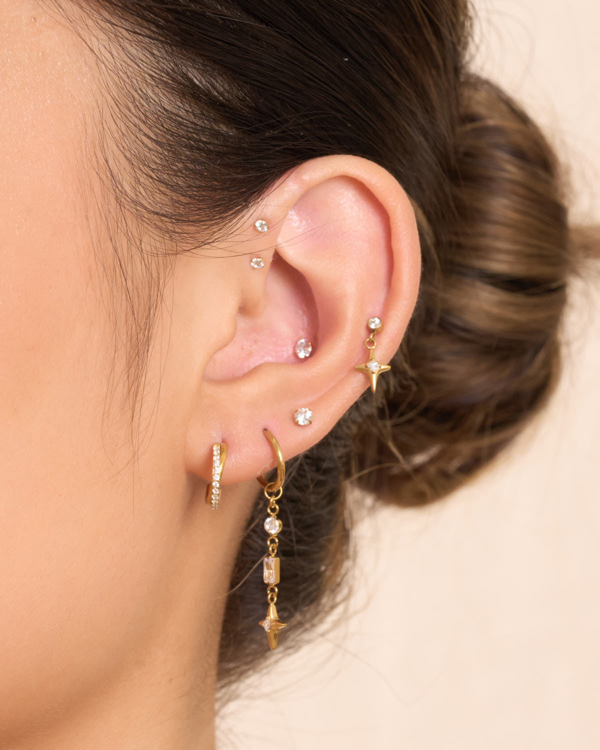 Titanium Celestial Crystal Chain Charm In Gold