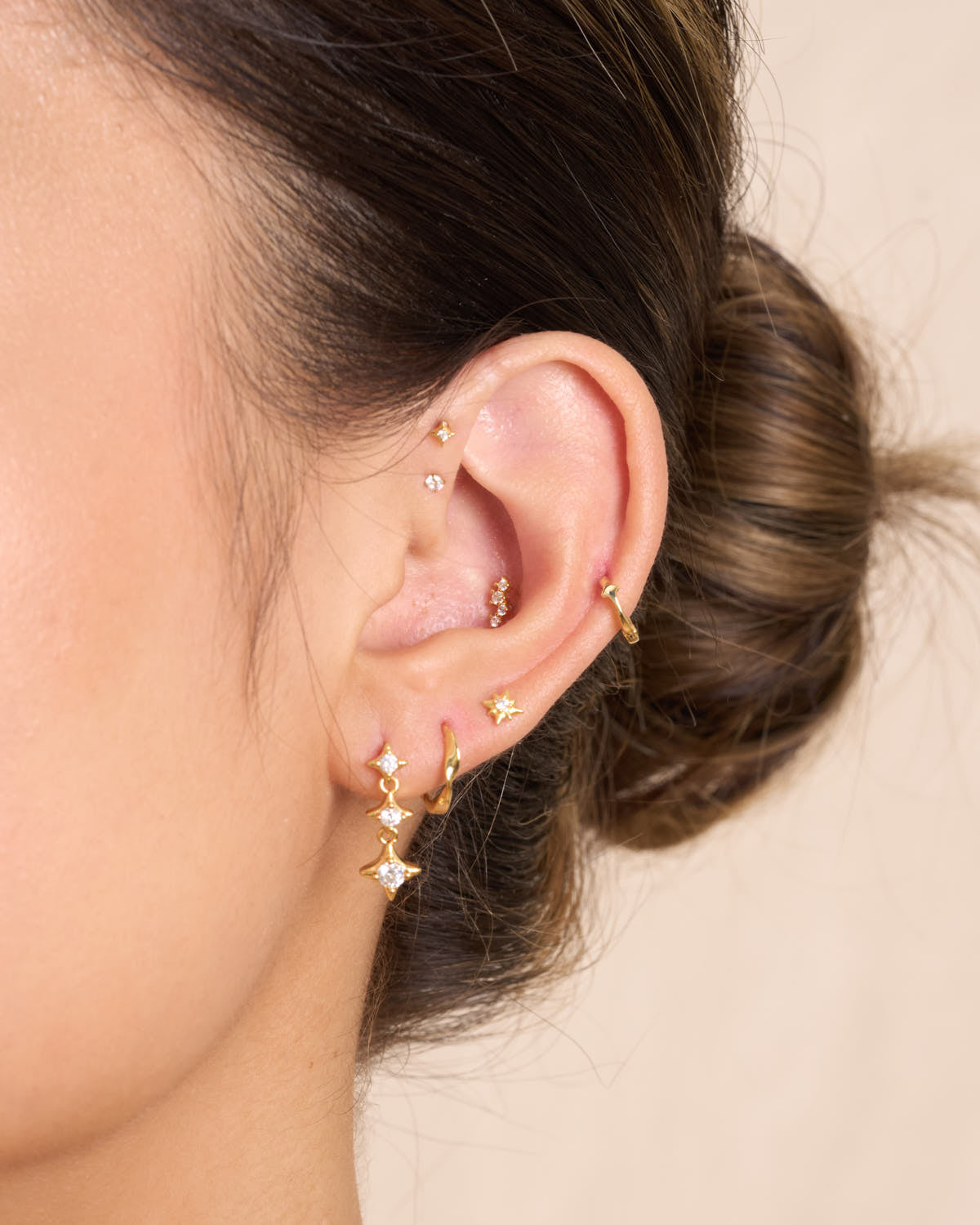 Mini Star Huggie Hoop In Gold
