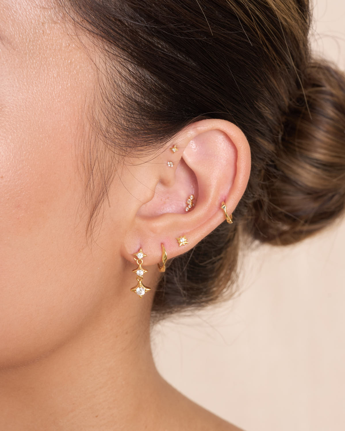 Mini Star Huggie Hoop In Gold