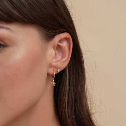 Round Opal Labret Studs In Gold - LÉA