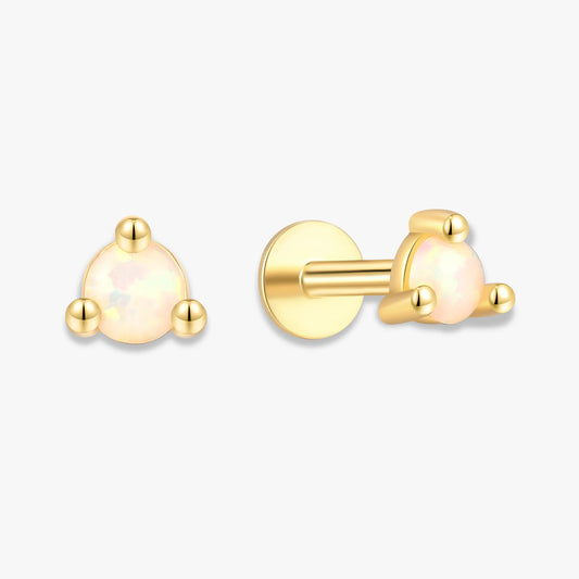 Round Opal Flat Back Studs In Gold