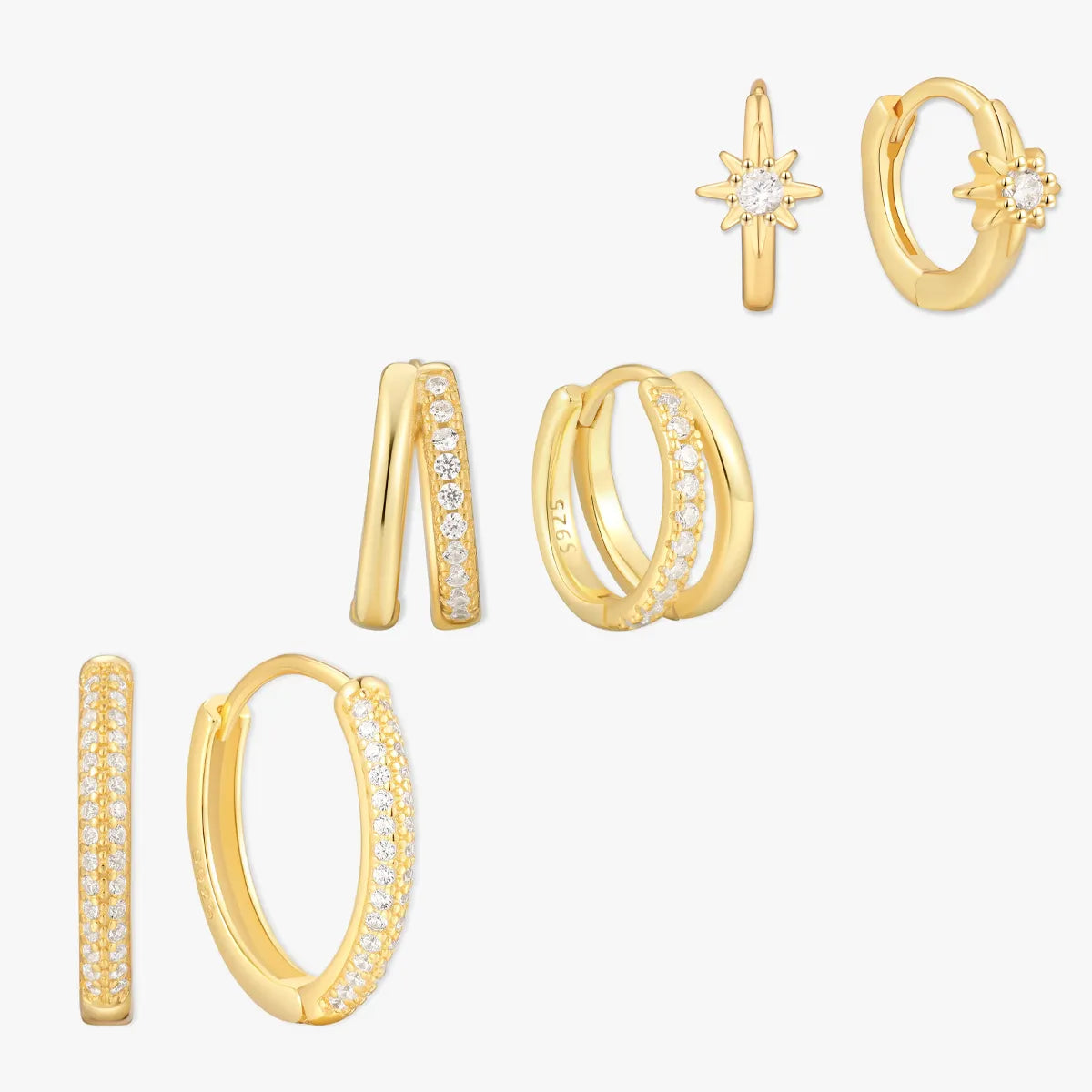 Paved Everyday Hoops Set in Gold