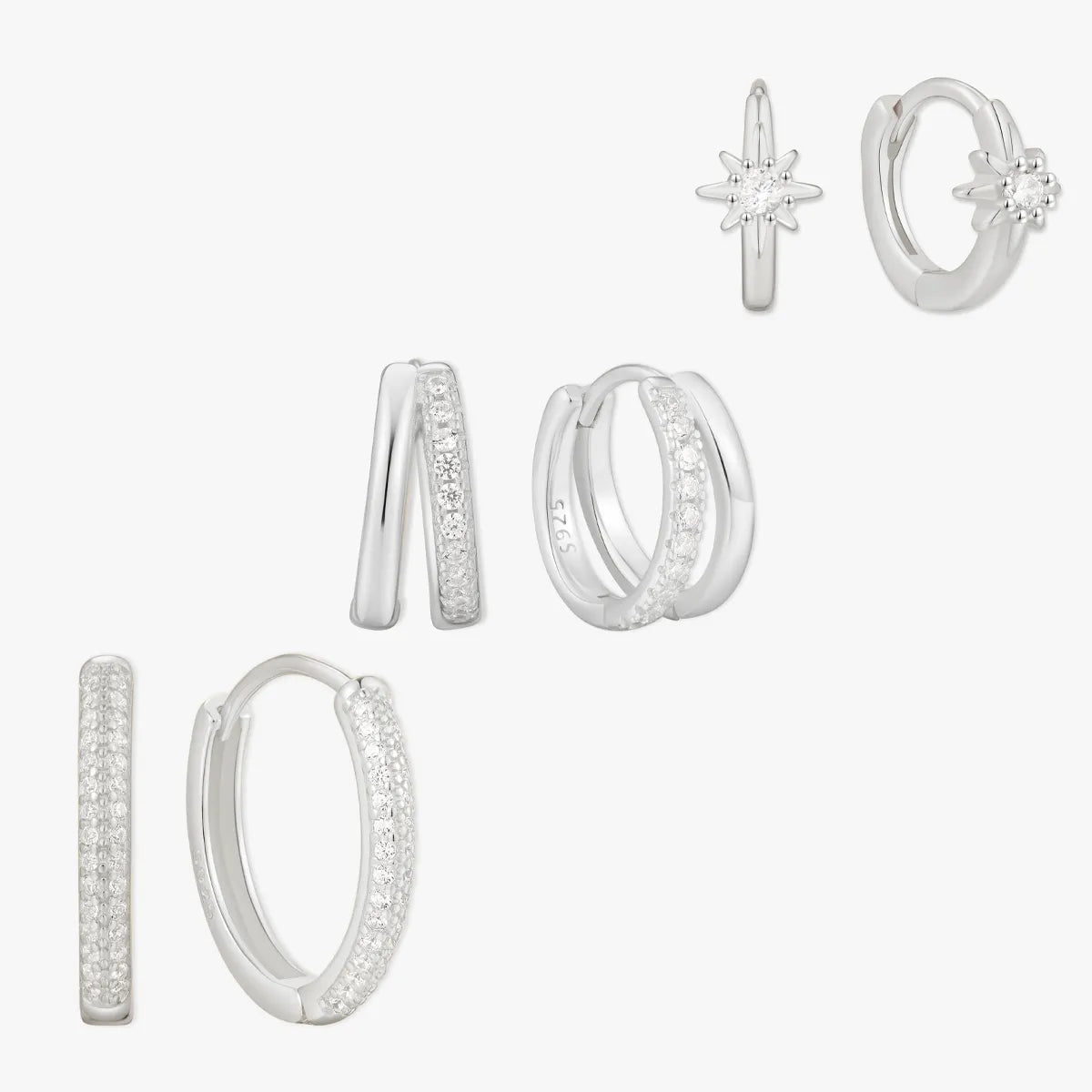 Paved Everyday Hoops Set in Silver
