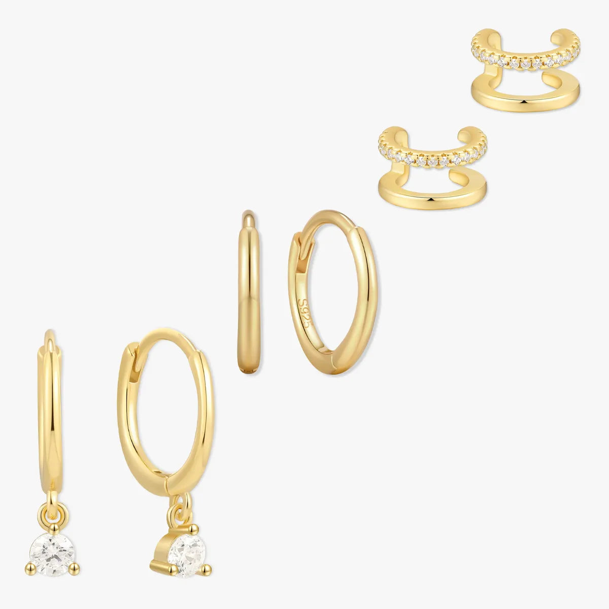 Dangle Hoop Earring Set in Gold