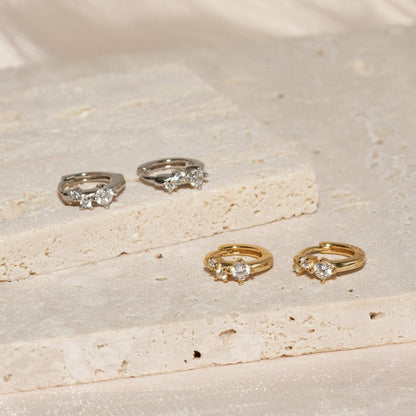 Sprinkle Crystal Huggie Hoops In Gold - LÉA