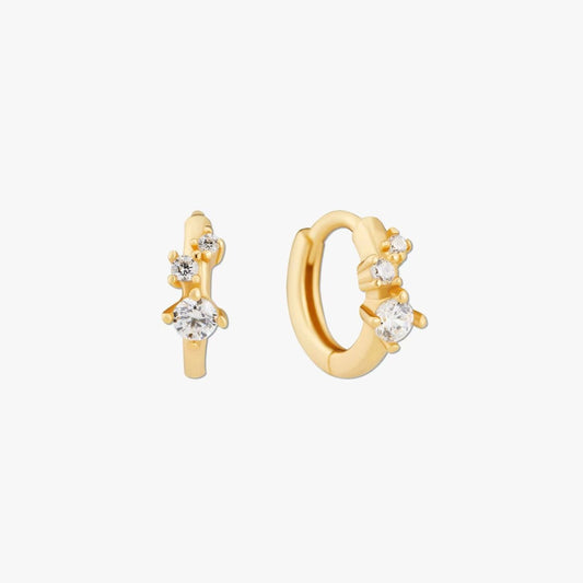 Sprinkle Crystal Huggie Hoops In Gold - LÉA