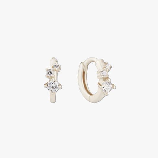 Sprinkle Crystal Huggie Hoops In Silver - LÉA