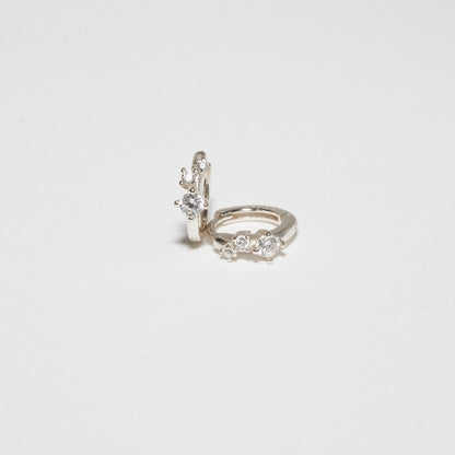 Sprinkle Crystal Huggie Hoops In Silver - LÉA