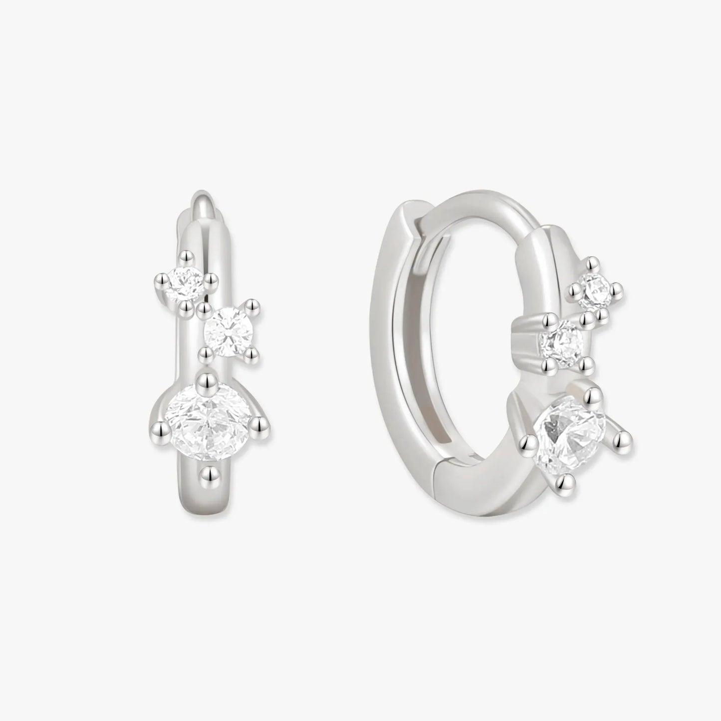 Sprinkle Crystal Huggie Hoops In Silver - LÉA