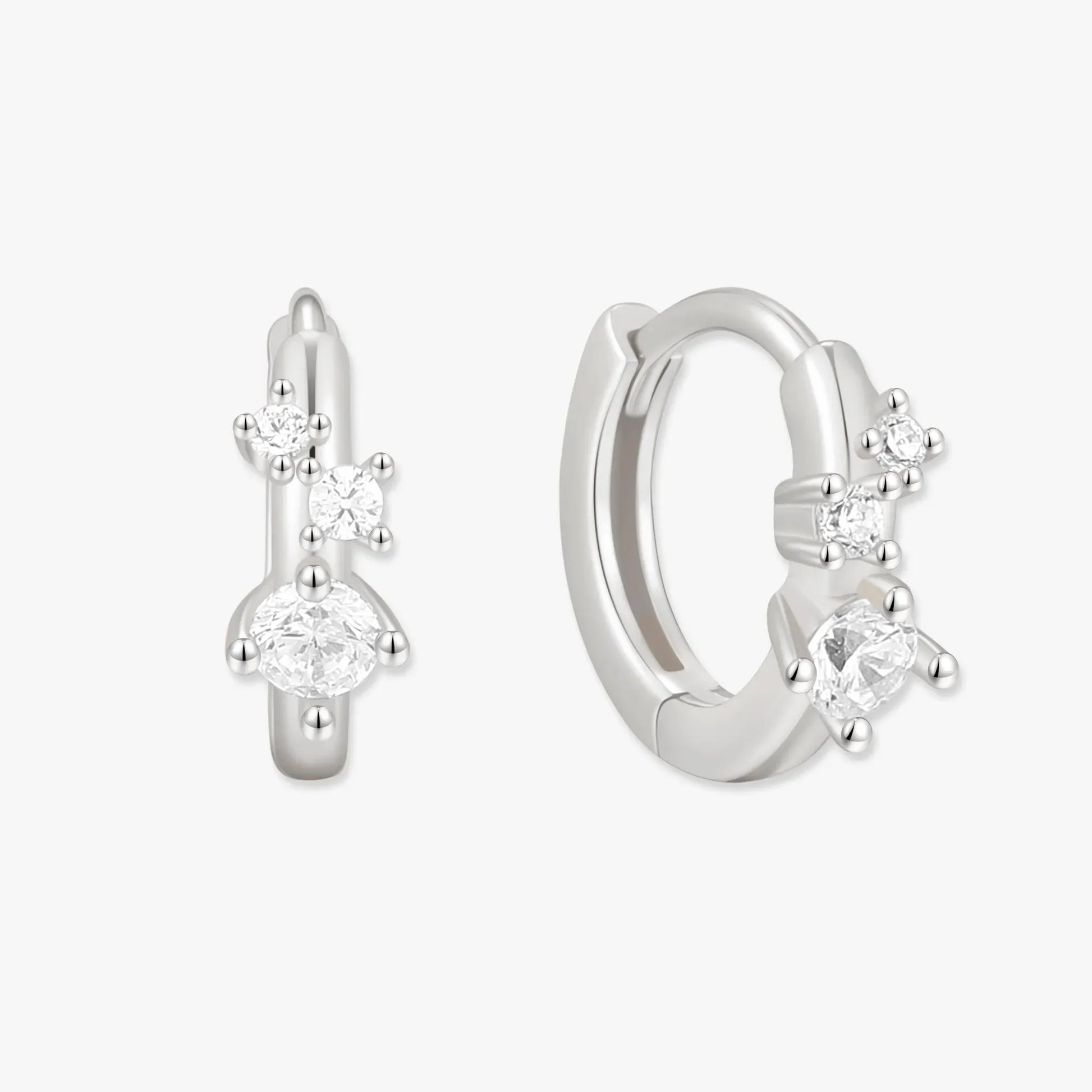 Sprinkle Crystal Huggie Hoops In Silver - LÉA