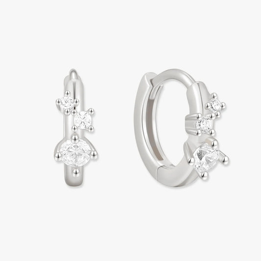 Sprinkle Crystal Huggie Hoops In Silver - LÉA