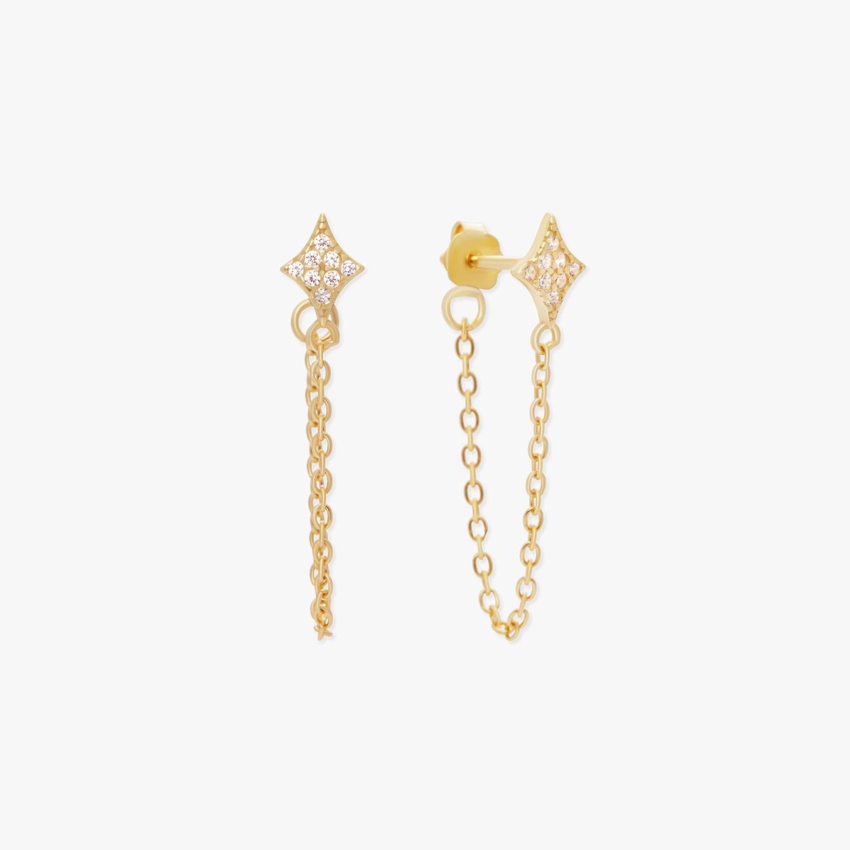 Starburst Chain Stud Earrings In Gold - LÉA