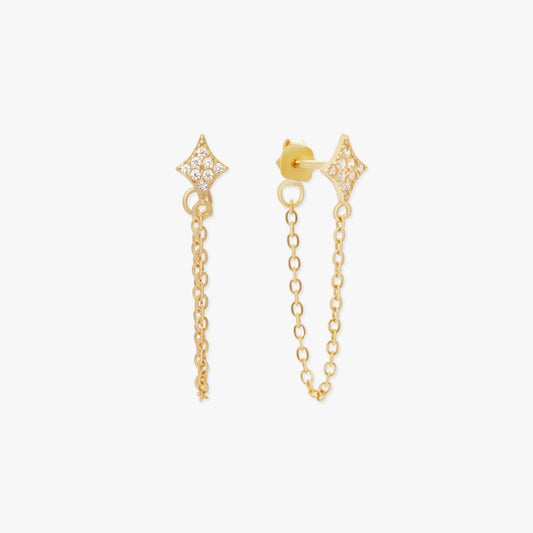 Starburst Chain Stud Earrings In Gold - LÉA