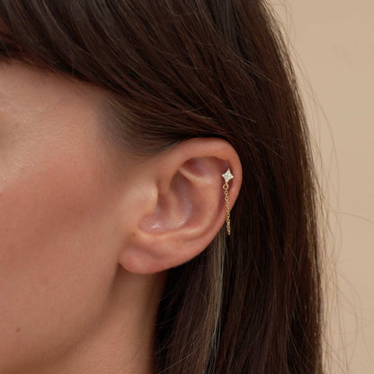 Starburst Chain Stud Earrings In Gold - LÉA