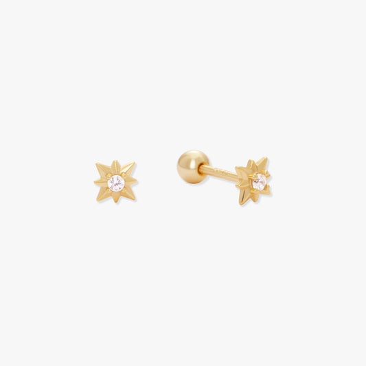 Starburst Crystal Barbell Studs In Gold - LÉA