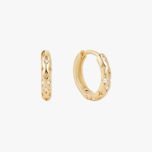 Starburst Crystal Huggies In Gold - LÉA