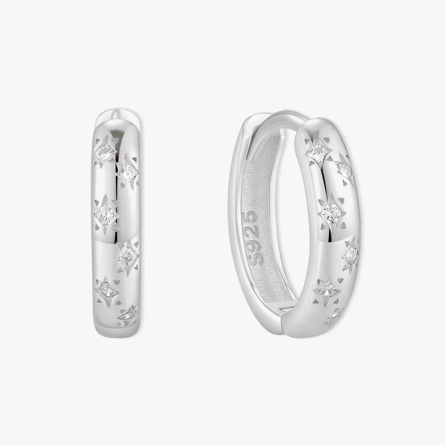 Starburst Crystal Huggies In Silver - LÉA