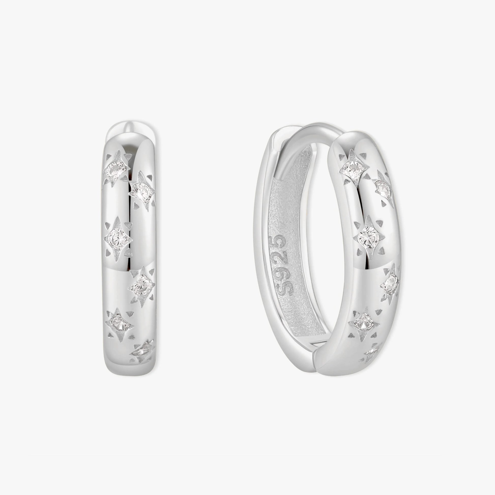 Starburst Crystal Huggies In Silver - LÉA
