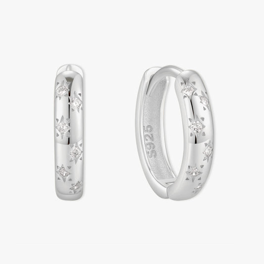 Starburst Crystal Huggies In Silver - LÉA