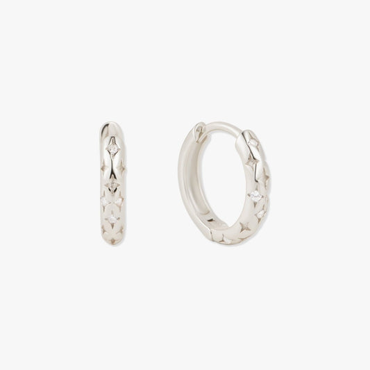 Starburst Crystal Huggies In Silver - LÉA
