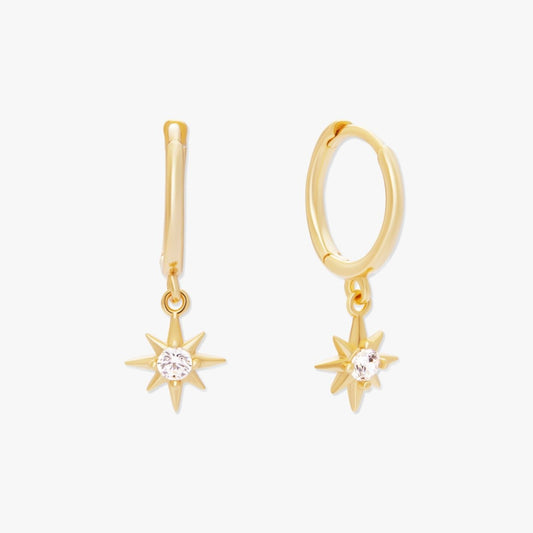 Starburst Dangle Hoops in Gold - LÉA