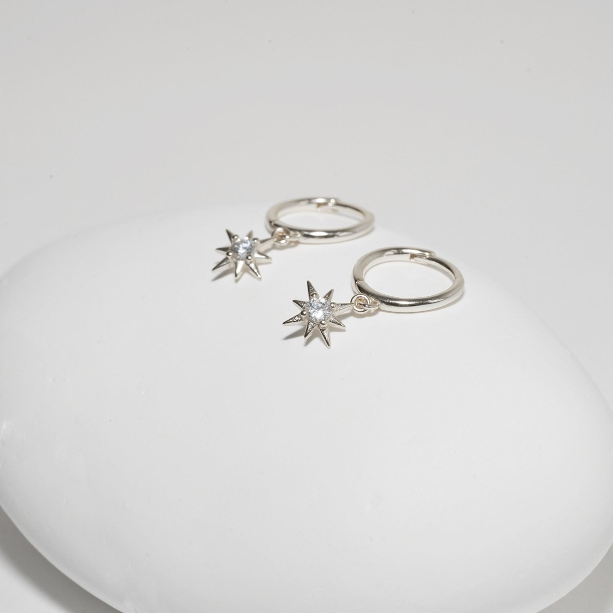 Starburst Dangle Hoops in Silver - LÉA