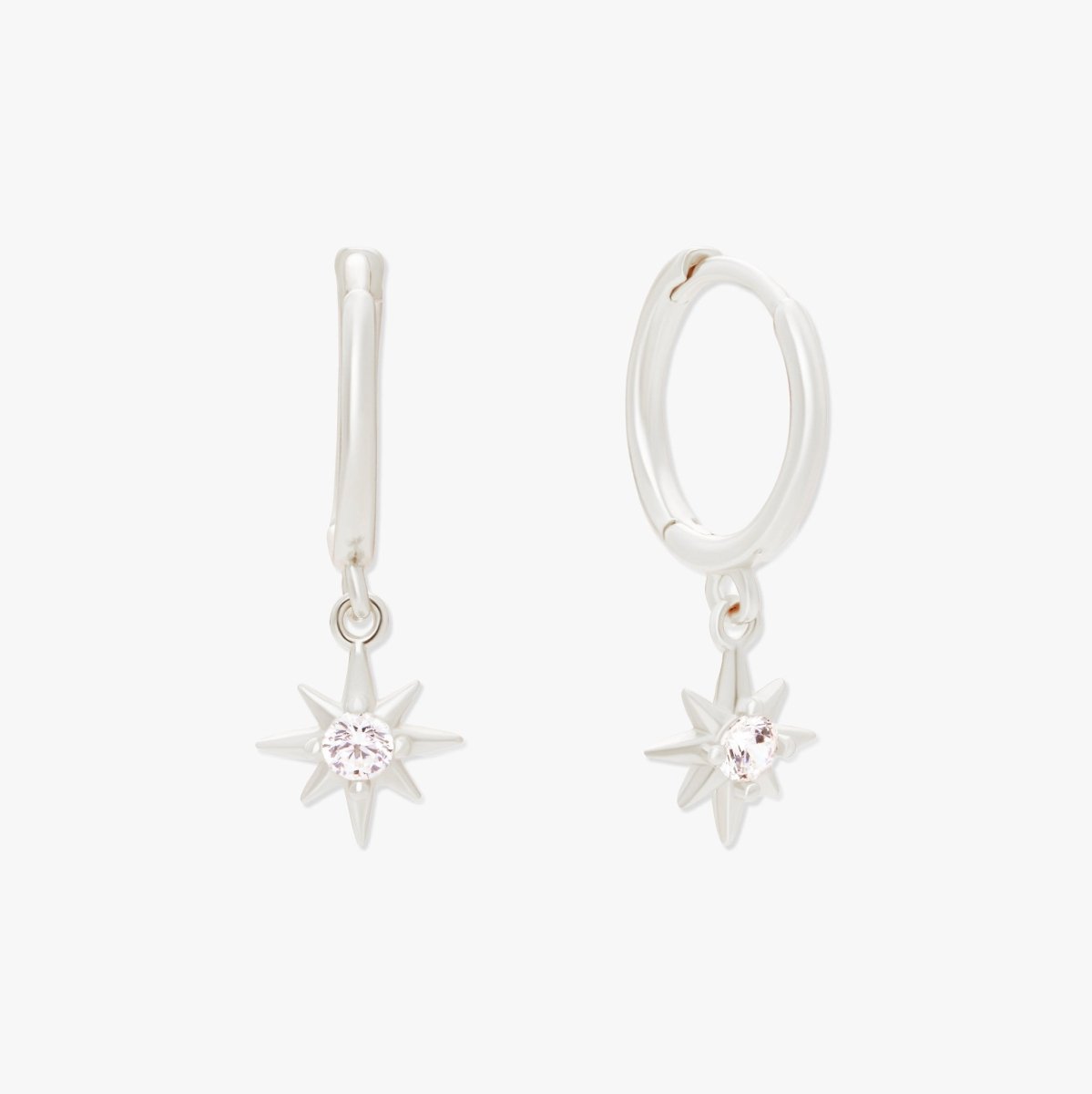 Starburst Dangle Hoops in Silver - LÉA