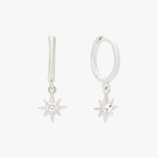 Starburst Dangle Hoops in Silver - LÉA