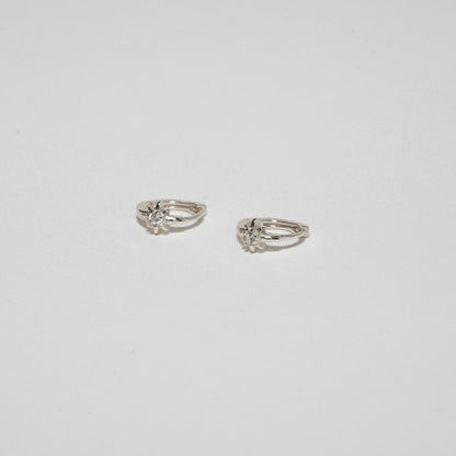 Starburst Huggie Hoops In Silver - LÉA