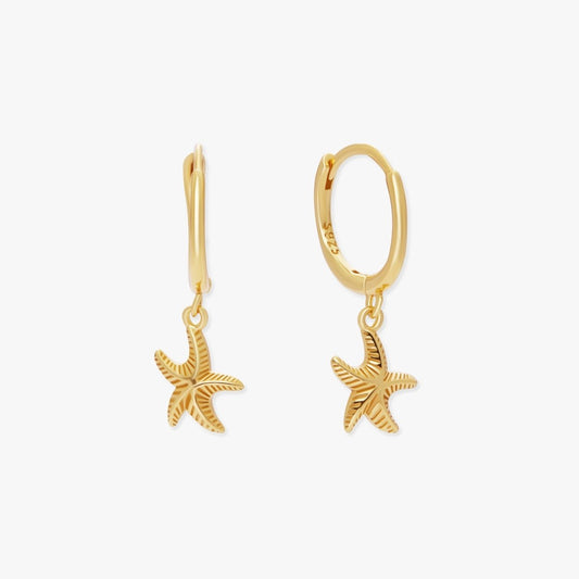 Starfish Dangle Hoop Earrings in Gold - LÉA