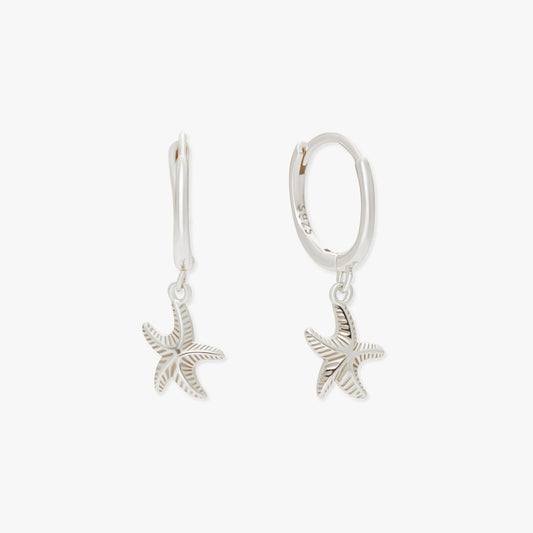 Starfish Dangle Hoop Earrings in Silver - LÉA
