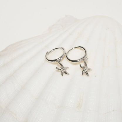 Starfish Dangle Hoop Earrings in Silver - LÉA
