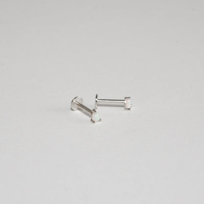 Teardrop Opal Labret Studs In Silver - LÉA